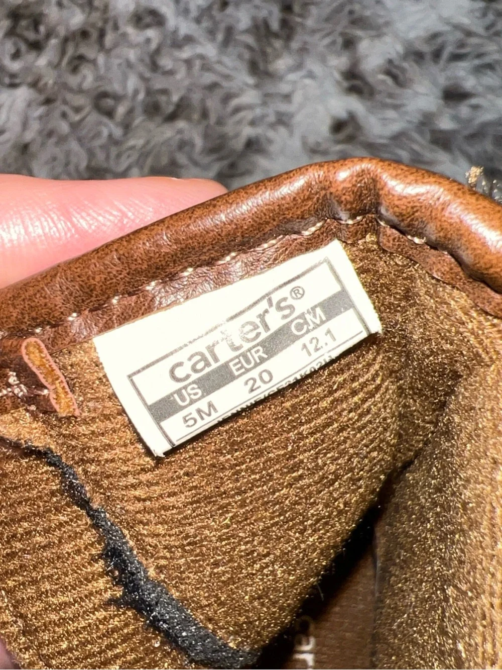 Carter's Girls Faux Leather Brown Riding Boots Size 5 Zip Up Shoes